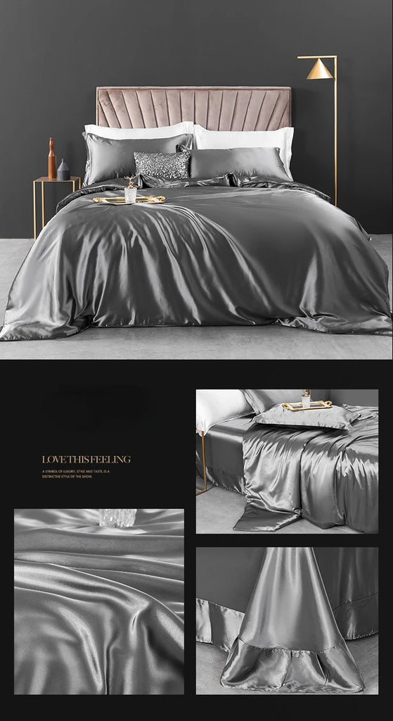 100% Pure Silk Bedding Set – Luxury Duvet Cover, Bed Sheet & Pillowcases
