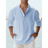 Men’s Cotton Linen Henley Short Sleeve Casual Shirt – Summer Beach & Everyday Wear thumbnail 8