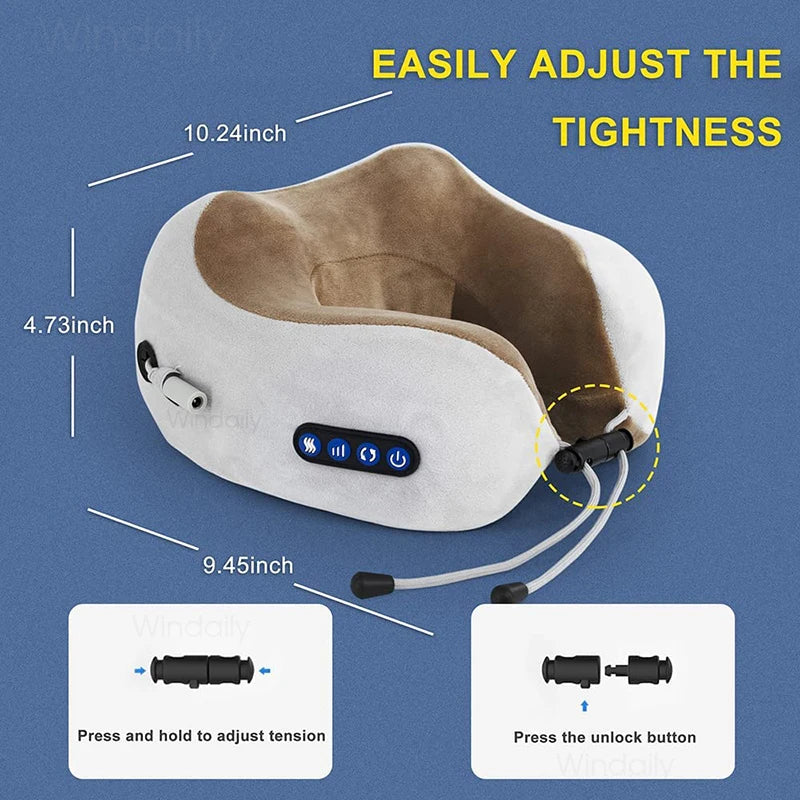 Electric 3D Kneading Shiatsu Neck Massager U-Shaped Pillow with Heat and Vibration – Memory Foam Cervical and Shoulder Pain Relief
