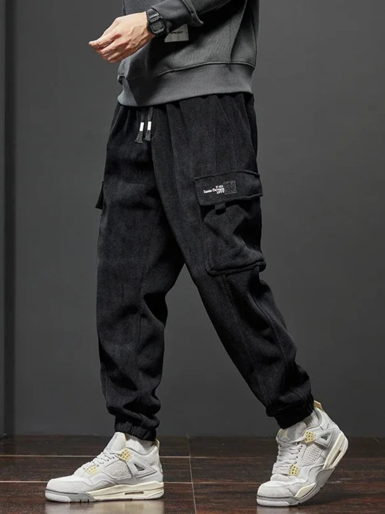 Men’s Casual Elastic Waist Jogger Pants – Spring & Autumn Stretch Straight Fit with Drawstring and Pockets