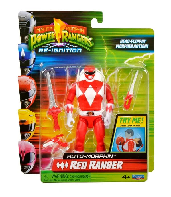 Mighty Morphin Power Rangers Re-Ignition Auto-Morphin Action Figures – Black Ranger, Red Ranger, Goldar, Rita Repulsa & Putty Patroller