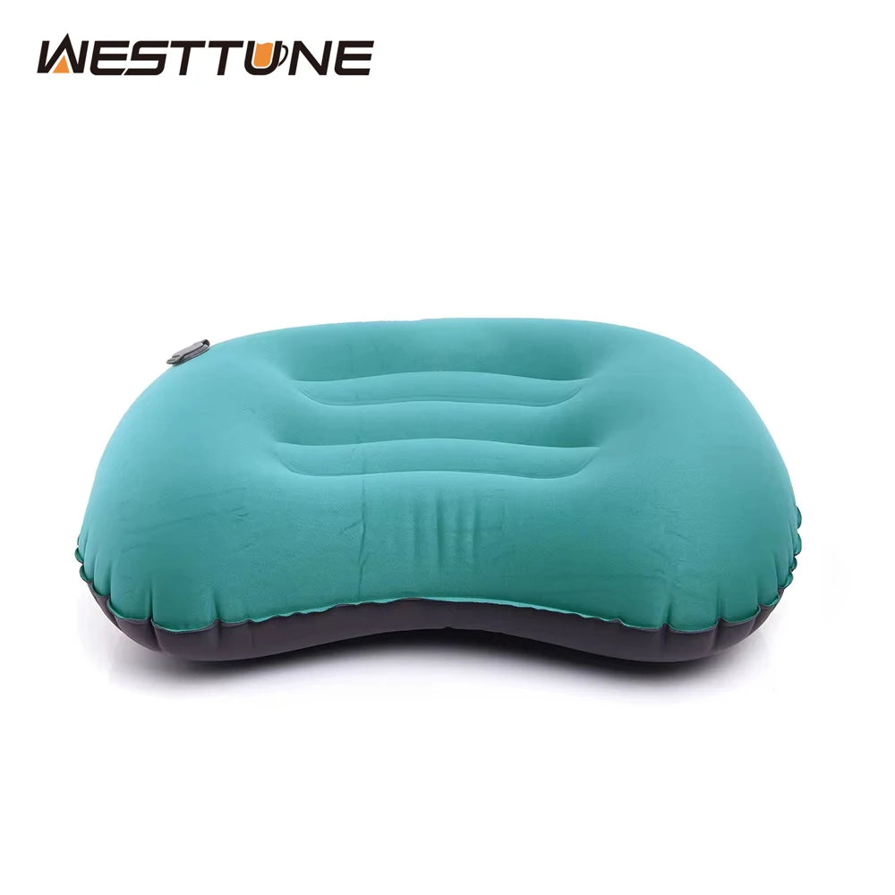 WESTTUNE Portable Inflatable Camping & Travel Pillow – Ultralight, Durable, and Ergonomic Neck & Lumbar Support