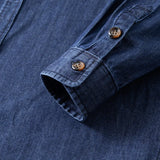 Men’s Casual Cargo Denim Shirt – Heavyweight Vintage Button-Down Workwear Shirt thumbnail 6