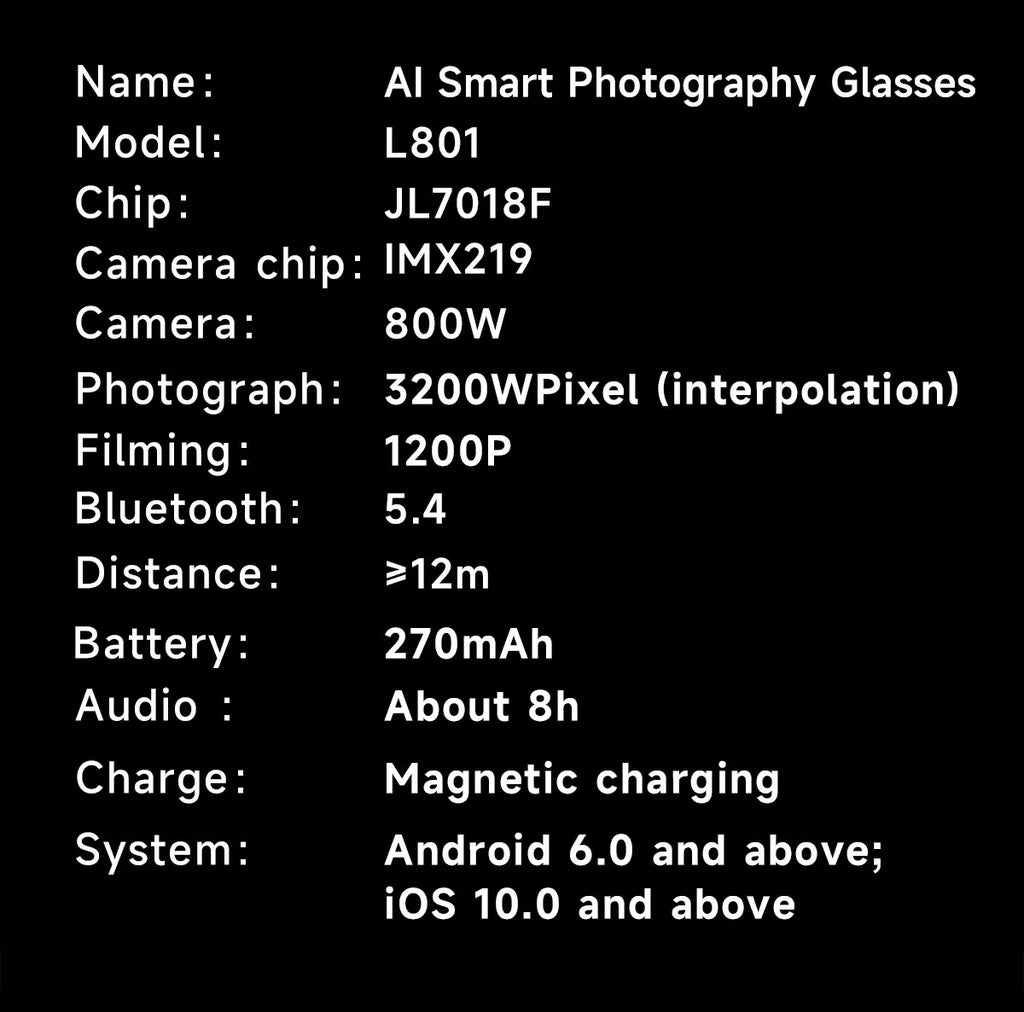 LIGE AI Smart Glasses with 8MP Camera – WIFI & Bluetooth Real-Time Transmission