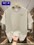 Men’s 100% Cotton Casual Letter Print T-Shirt – Loose Fit Short Sleeve Tee thumbnail 1