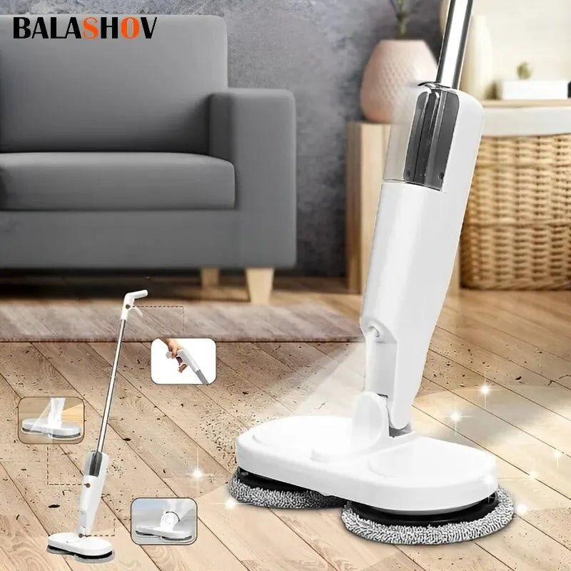 Wireless Electric Spin Mop Cleaner 2-in-1 Wet & Dry Floor, Glass & Window Scrubber