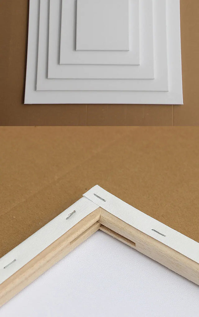 5pcs White Blank Square Artist Canvas Wooden Frame Cotton Boards for Oil, Acrylic & Watercolor Painting