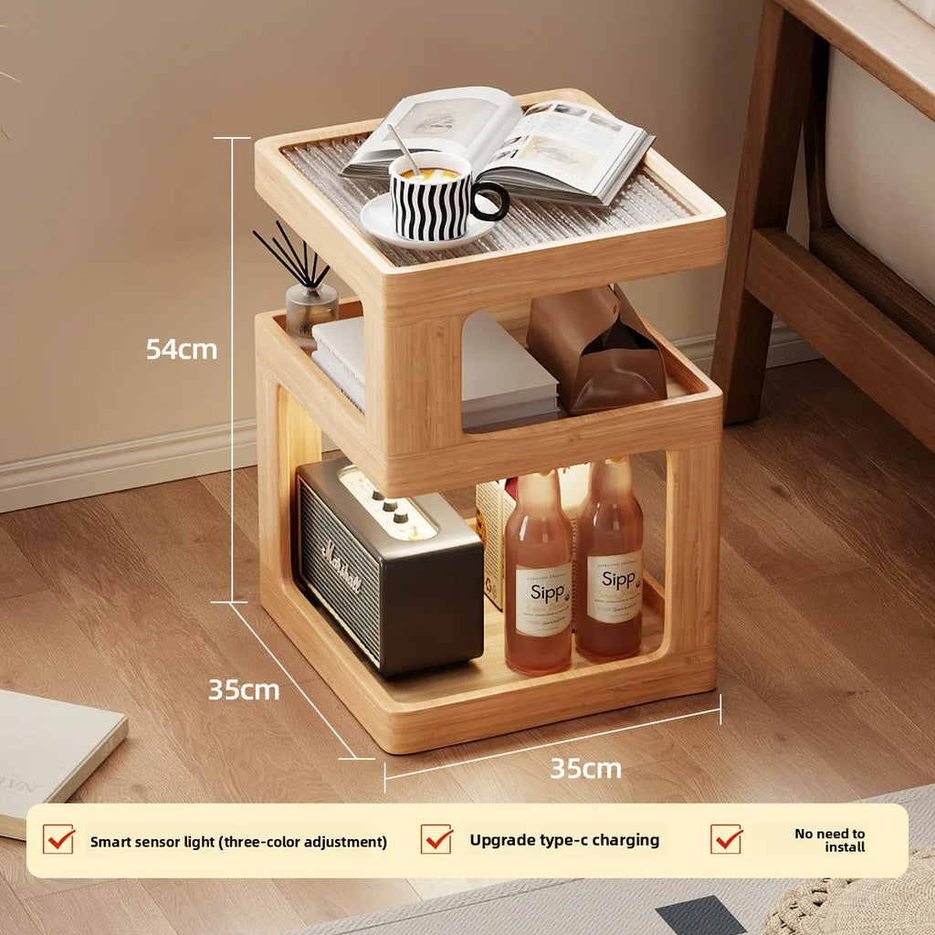 Solid Wood Bedside Table with Storage – Modern Minimalist Bedroom Side Table