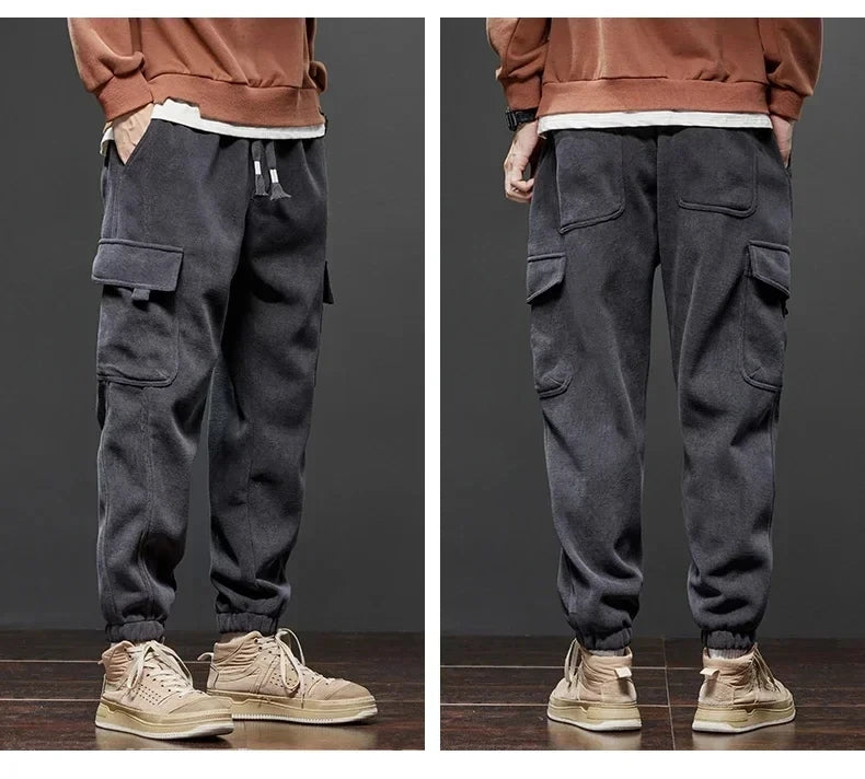 Men’s Casual Elastic Waist Jogger Pants – Spring & Autumn Stretch Straight Fit with Drawstring and Pockets