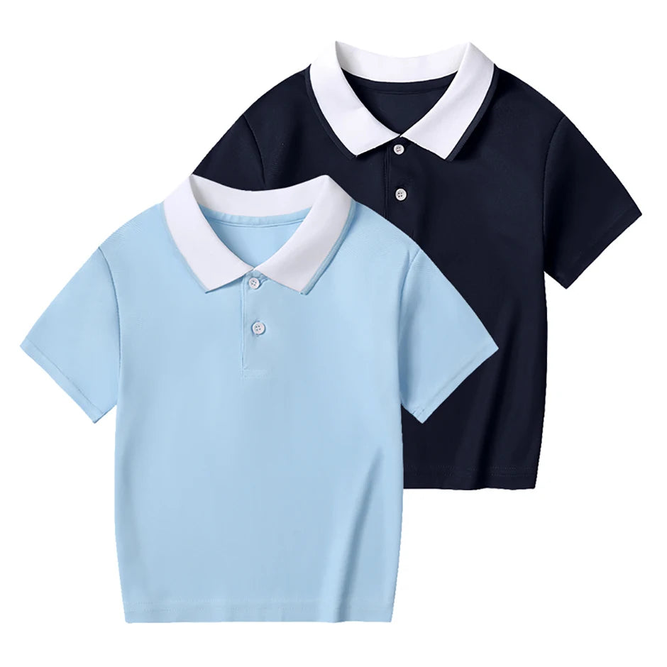 Children's Summer Color Matching Polo Shirt – Casual Short Sleeve Top for Boys & Girls