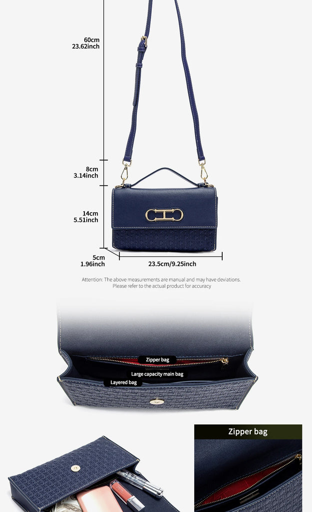 CH Letter Print Crossbody Bag – Elegant Compact Women’s Satchel Handbag
