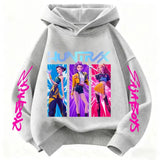 Cute Girls Hooded Sweatshirt KPop Demon Hunter Cartoon Casual Top – Purple & Pink thumbnail 5