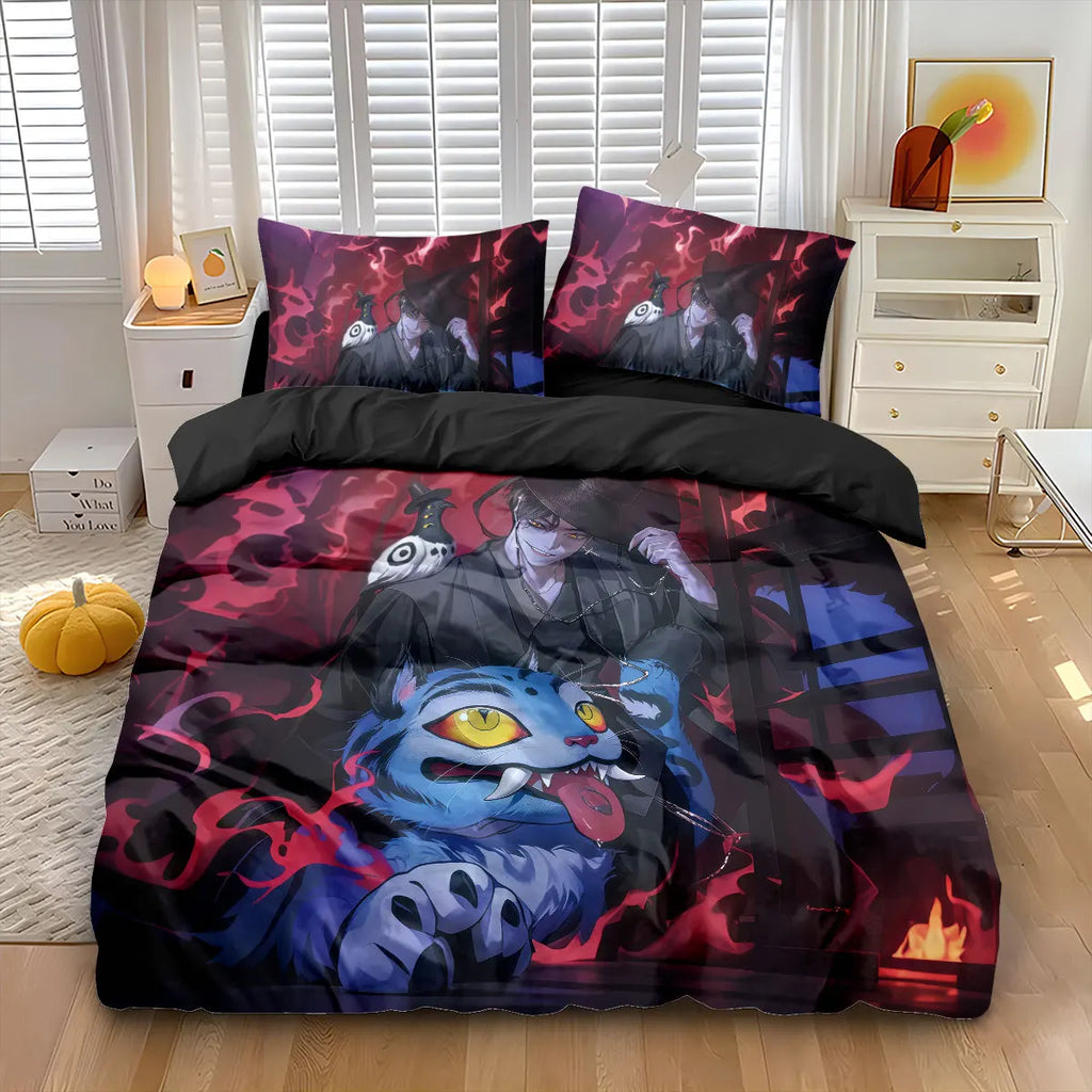 3pcs K-Pop Bedding Set Demon Hunters Colorful Print Polyester Duvet Cover with Pillowcases