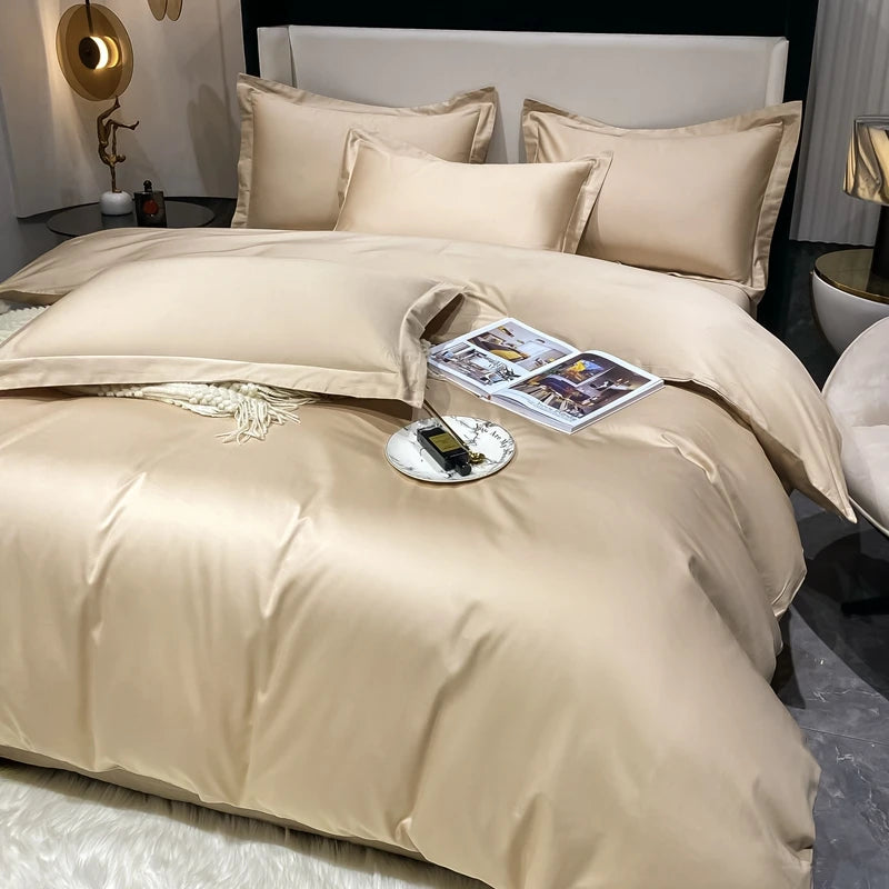 Luxury 100% Egyptian Cotton Bedding Set – Duvet Cover & Pillowcases, Soft Bed Linen for Double, Queen, King Size Beds