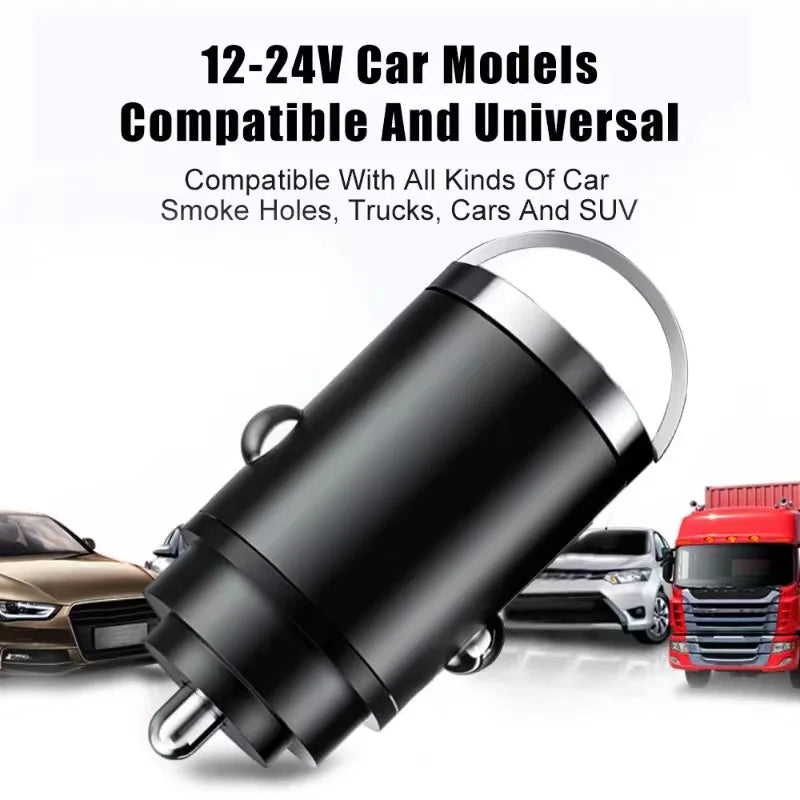 100W Mini Car Charger QC3.0 PD USB Type C 2-Port Fast Charging Compact Adapter
