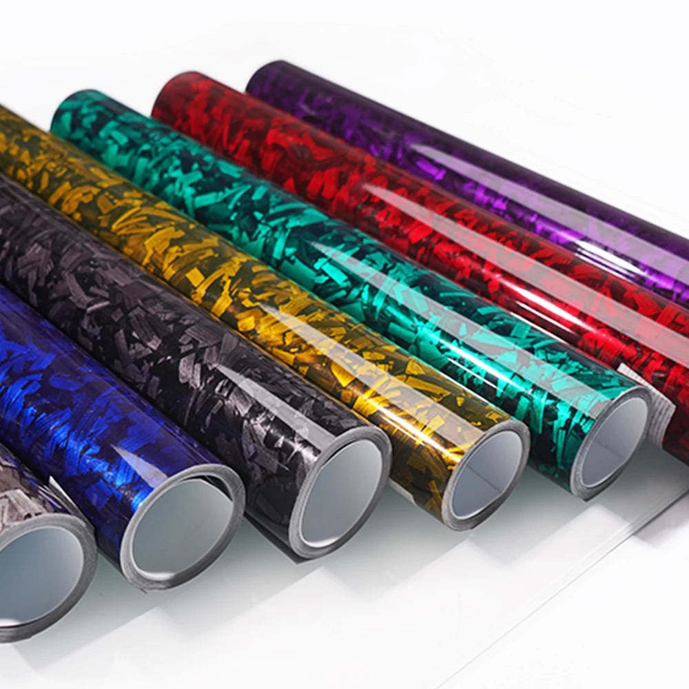 300cm High Gloss Forged Carbon Fiber Vinyl Wrap Film – Black, Gold, Silver, Red – 30/50cm Width PVC Car Hood Adhesive Sticker