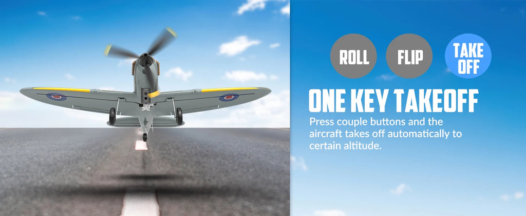Volantex Spitfire RC Fighter Plane 400mm EPP Warbird – 4CH 2.4GHz RTF with XPilot Stabilization & One-Key Aerobatics