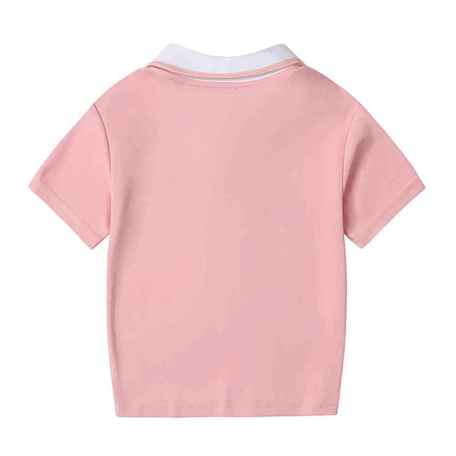 Children's Summer Color Matching Polo Shirt – Casual Short Sleeve Top for Boys & Girls
