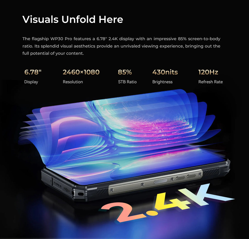 OUKITEL WP30 Pro 5G Rugged Smartphone Android 13 – 24GB + 512GB, Dual Display, 11000mAh, 120W Fast Charge
