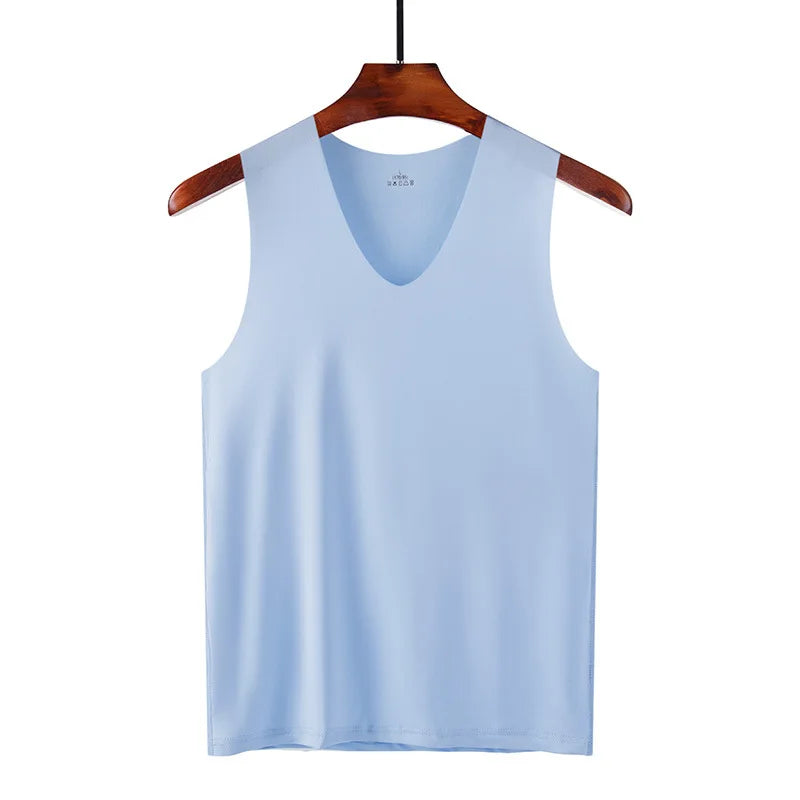 Men’s Seamless Ice Silk Tank Top Sleeveless Vest – Breathable Sport & Casual Undershirt for Gym and Summer Wear
