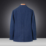 Men’s Solid Denim Jacket – Vintage Casual Slim Fit Cotton Blazer thumbnail 2
