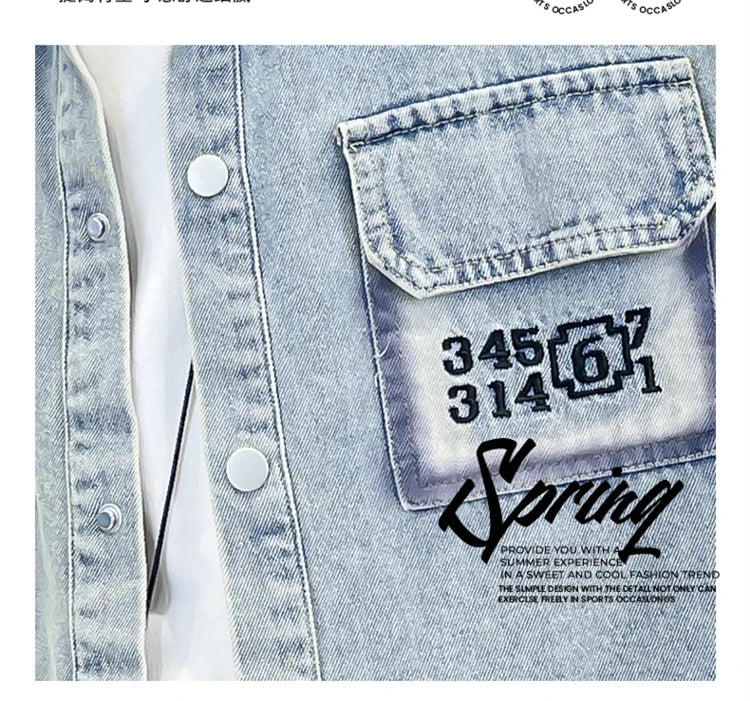 Kids Boys Denim Jacket – Casual Loose Fit Jeans Coat for Spring & Autumn (Ages 5–14)