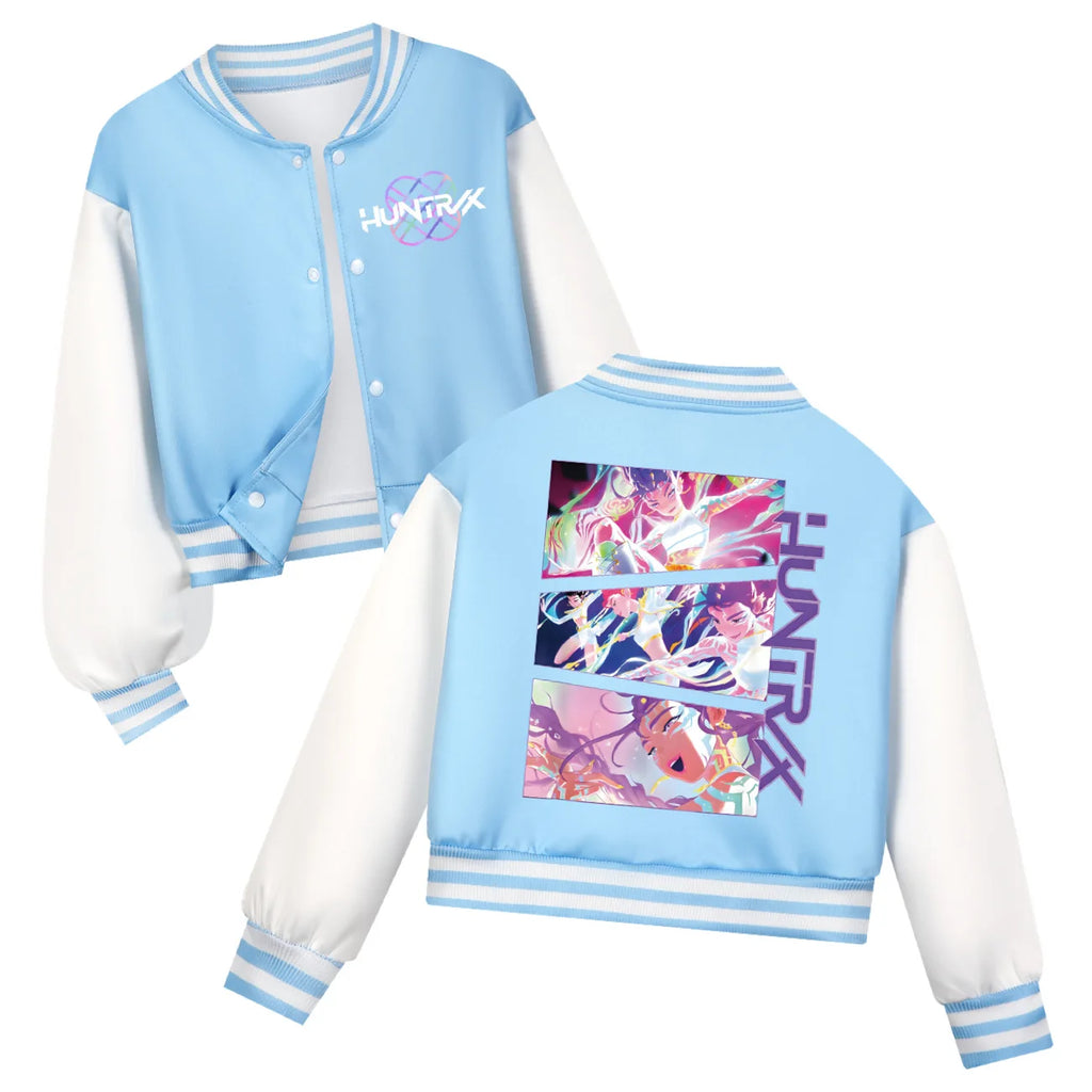 KPop Demon Hunters Huntrix Kids Baseball Uniform Costume – Unisex Cartoon Hoodie Set for Boys & Girls