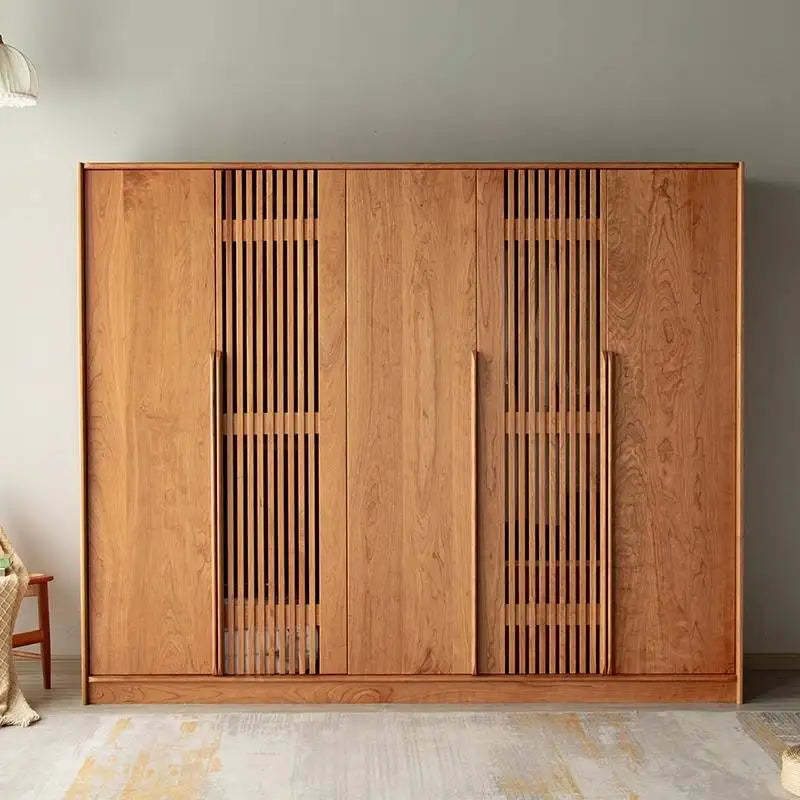 Luxury Modern Wooden Wardrobe with Sliding Doors and Storage Drawers – Nordic Style Bedroom Closet Furniture