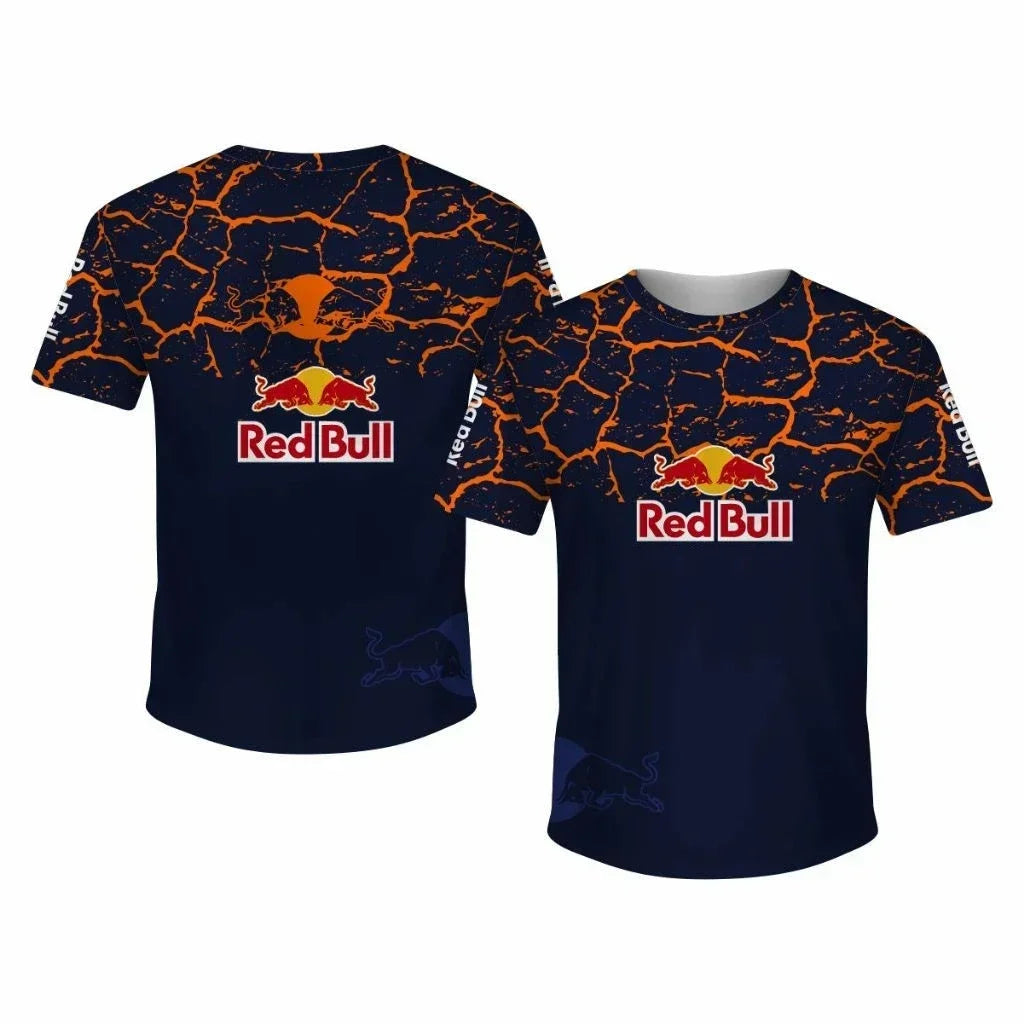 Red Bull Motorcycle Logo Print T-Shirt – Men’s Off-Road Racing Short Sleeve Tee