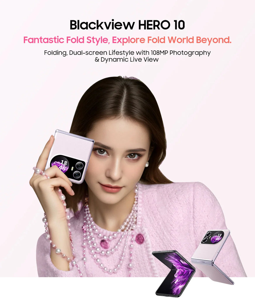 World Premiere 2025 Blackview HERO 10 Foldable Smartphone 6.9" AMOLED, 12GB RAM, 256GB Storage, 108MP Camera, 4000mAh
