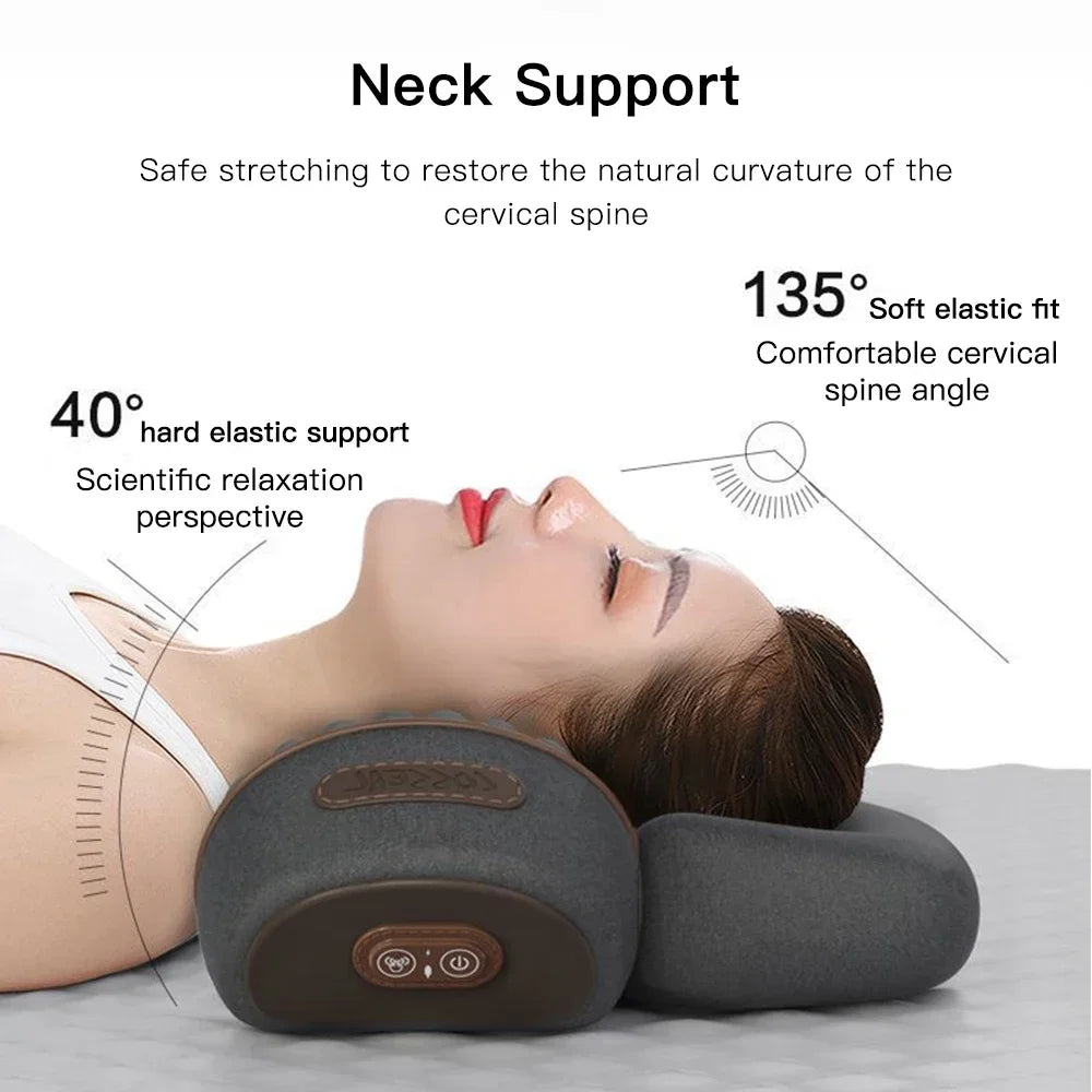 Electric Neck Massager Pillow Cervical Stretcher with Heat & Vibration – Orthopedic Neck and Back Support