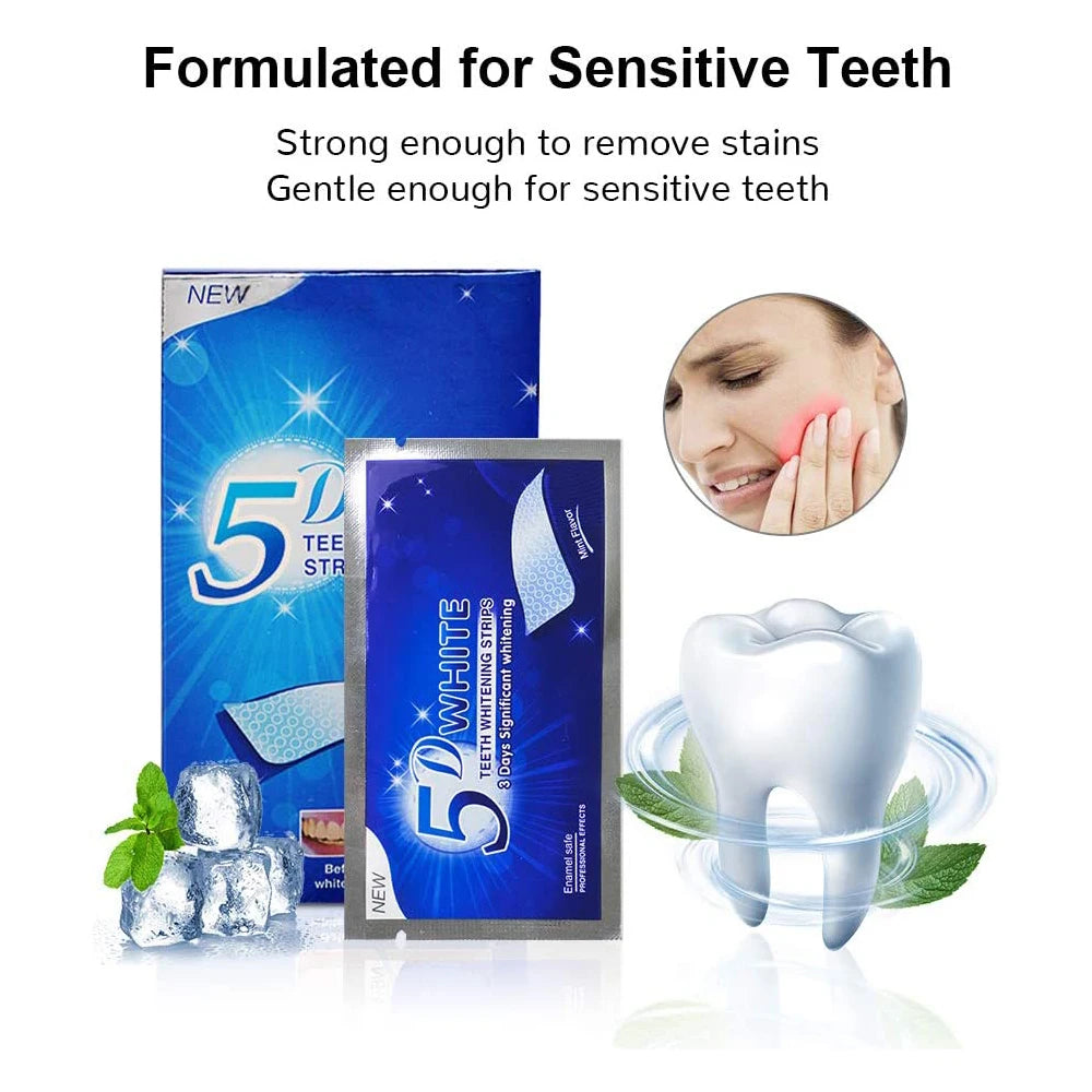 VACLAV 5D Teeth Whitening Strips Kit – 7/14/21/28 Pairs – Home Use Whitening for Coffee & Smoking Stains
