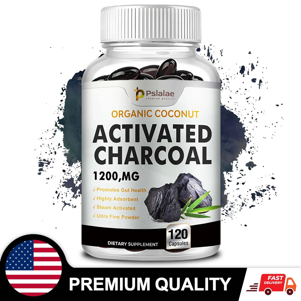 Activated Charcoal Capsules for Gut Health, Bloating and Gas Relief – Digestive Detox and Colon Cleanse Supplement – 30/60/120 Capsules