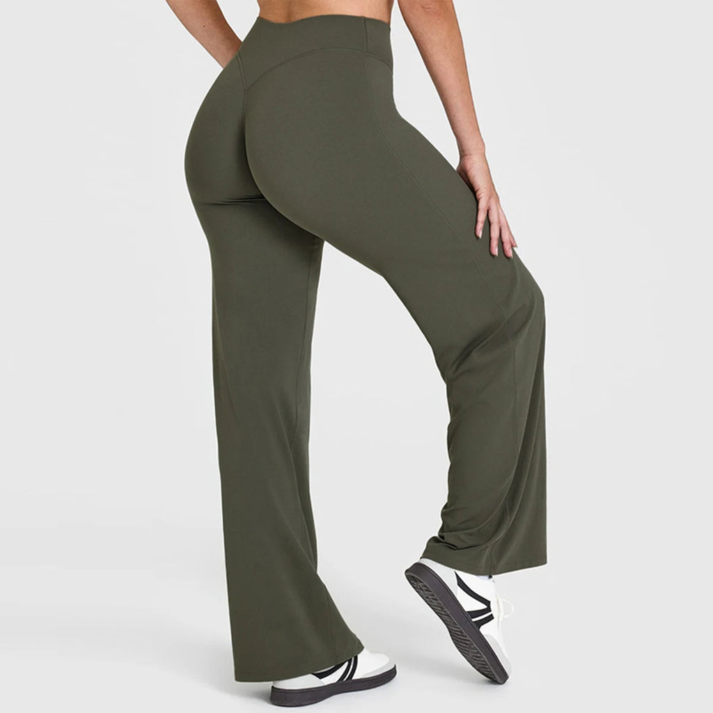 Women’s Flared Yoga Leggings – High-Waist Seamless Wide-Leg Fitness Pants