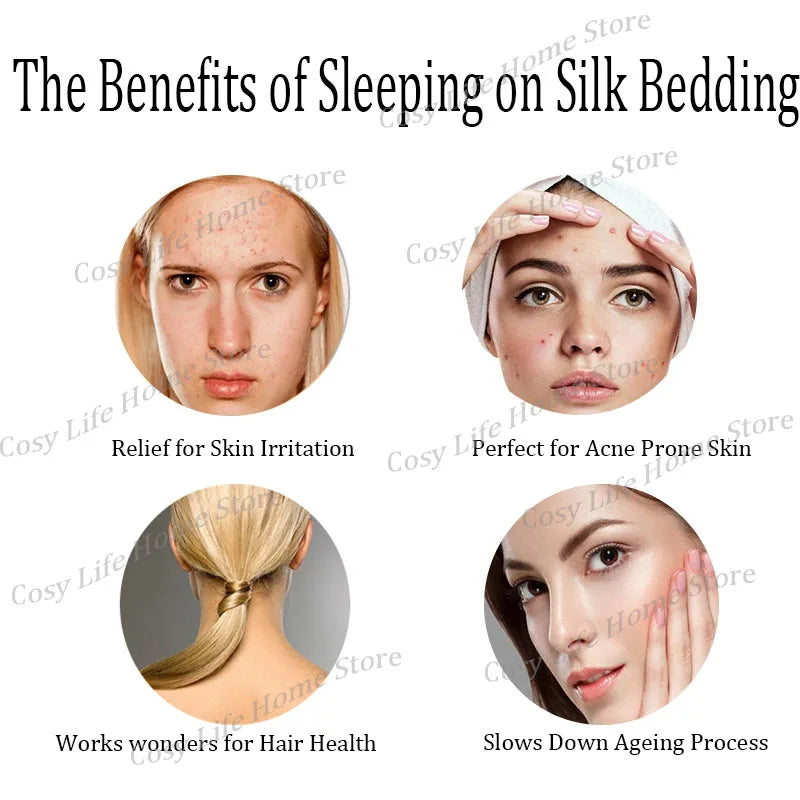 100% Pure Silk Bedding Set – Luxury Duvet Cover, Bed Sheet & Pillowcases