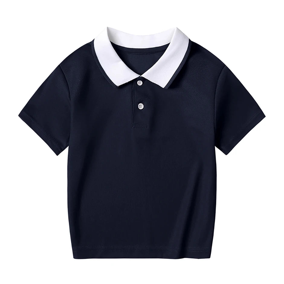 Children's Summer Color Matching Polo Shirt – Casual Short Sleeve Top for Boys & Girls