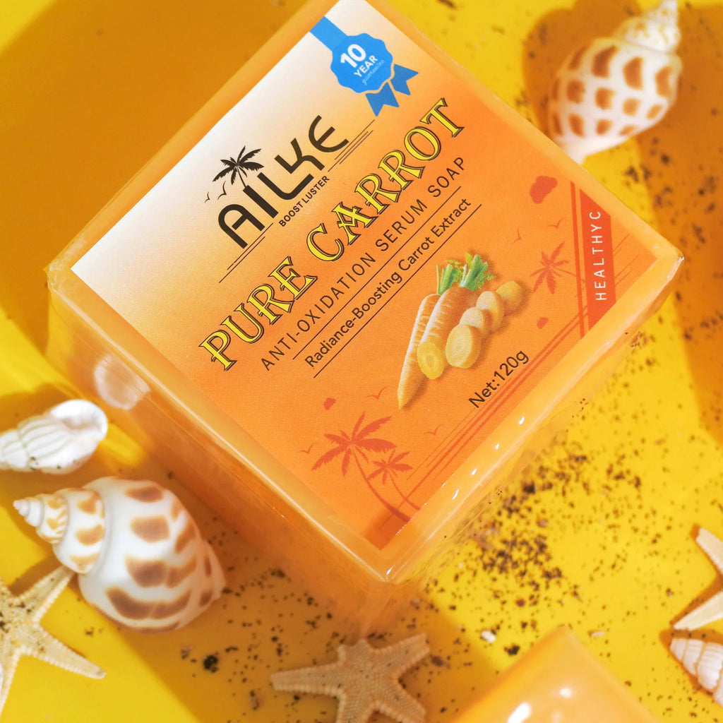 AILKE Pure Carrot Brightening Serum Soap 120g – Vitamin C & E Whitening Handmade Soap for Face & Body