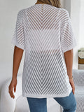 Casual Hollow Out Knitted Short Sleeve Cardigan for Women thumbnail 5
