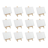 12/24Pcs Mini Canvas Board and Wood Easel Set thumbnail 1