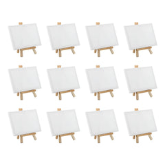 12/24Pcs Mini Canvas Board and Wood Easel Set