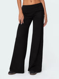 Casual Wide Leg Sweatpants for Women – Fold Over Low Rise Flare Yoga & Lounge Pants thumbnail 11
