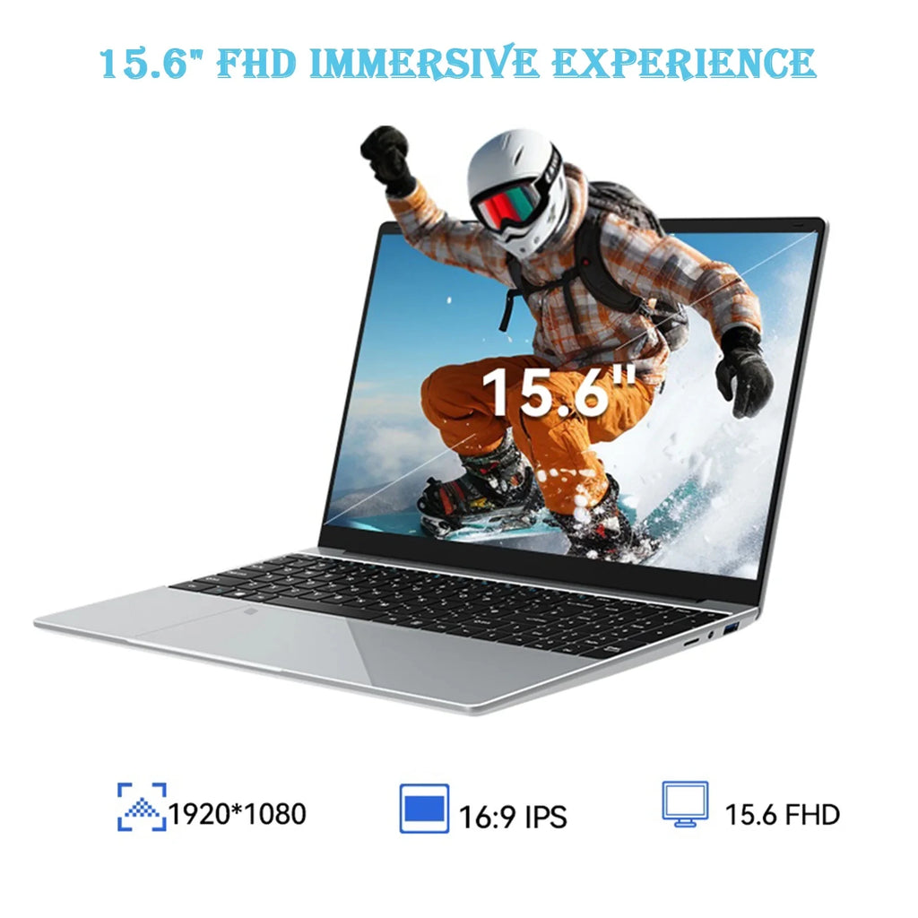 LENO 15.6" Laptop 32GB RAM 2TB SSD Intel 6500Y Windows 11 Notebook with Backlit Fingerprint & 5000mAh Battery
