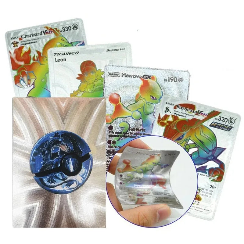 Pokemon VMAX & GX Gold Foil Flash Cards – Pikachu, Charizard, Multilingual Game Battle Collection