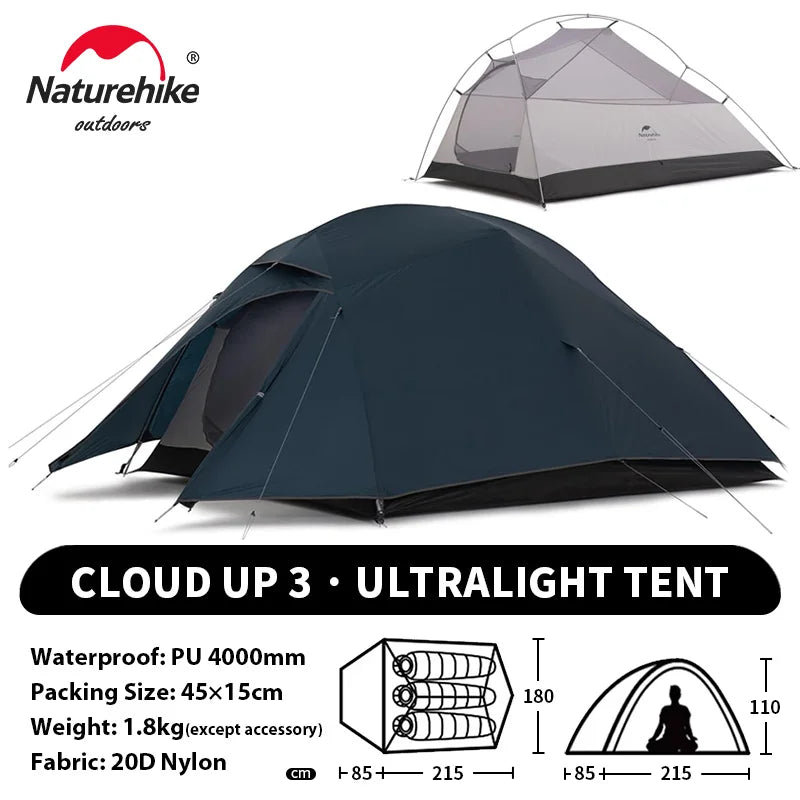 Naturehike Upgraded Cloud Up 3-Person Tent – Ultralight, Waterproof & Built for Every Adventure