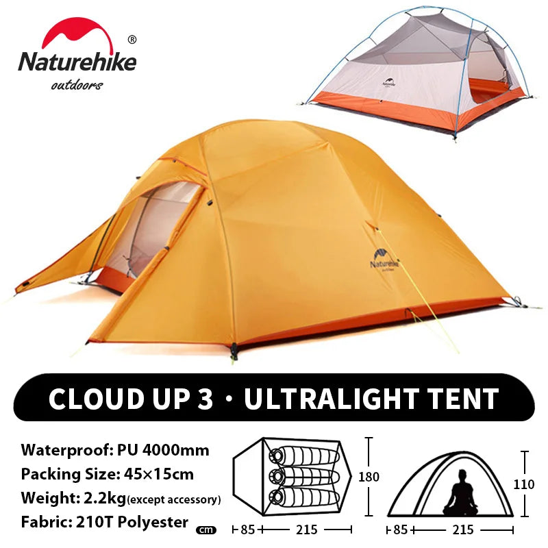 Naturehike Upgraded Cloud Up 3-Person Tent – Ultralight, Waterproof & Built for Every Adventure