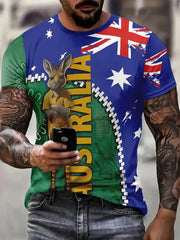 Men’s Australia Flag Graphic T-Shirt – Casual Short Sleeve Crew Neck Tee