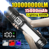 UltraBright™ 1500W Rechargeable LED Flashlight – 6,000M Long Range Tactical Torch (Built-in Power Bank) thumbnail 1