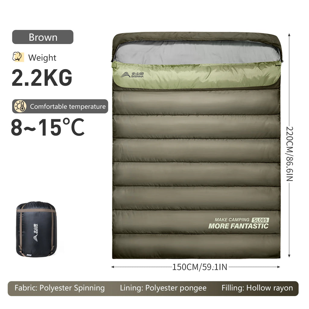 BSWOLF 2-Person Camping Sleeping Bag – Four Seasons, Portable & Warm