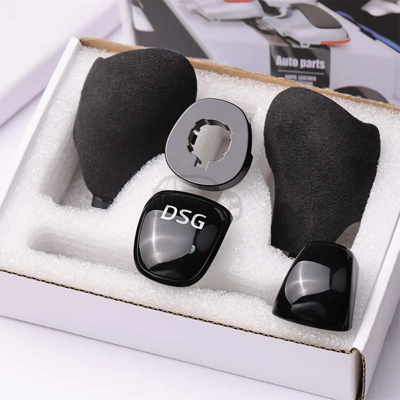 Leather Gear Shift Knob for Skoda Octavia, Superb, Fabia & Yeti 2010–2020 – DSG Side Cover Interior Accessory OEM Fit