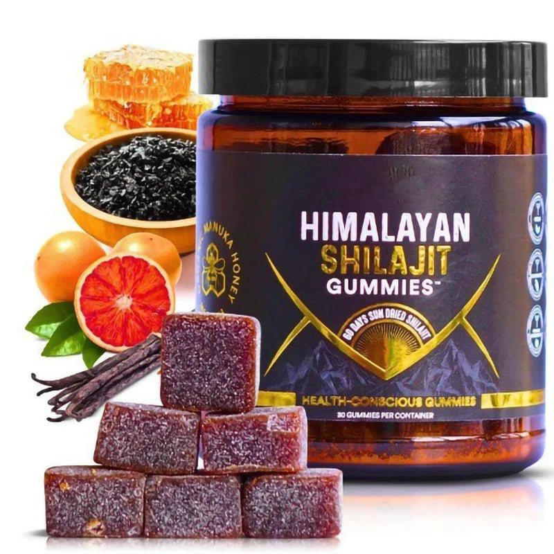 Himalayan Shilajit Gummies with Sea Moss & Ashwagandha – 30 Count Bottle for Heart, Brain & Cellular Support